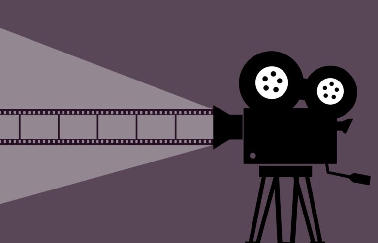 A graphic symbol representing movies and film-watching!