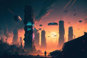city w/ floating cars