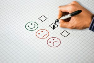 A feedback survey. Person chose mid-satisfaction