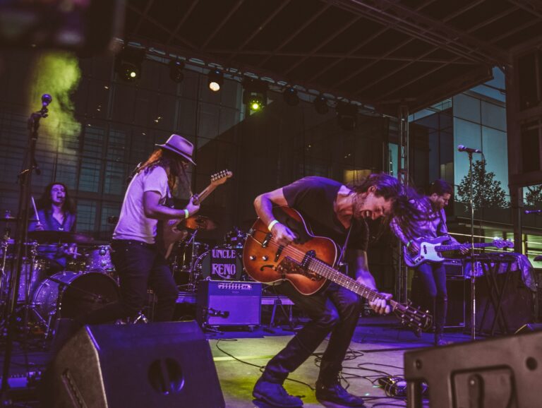 Rock band performing on stage